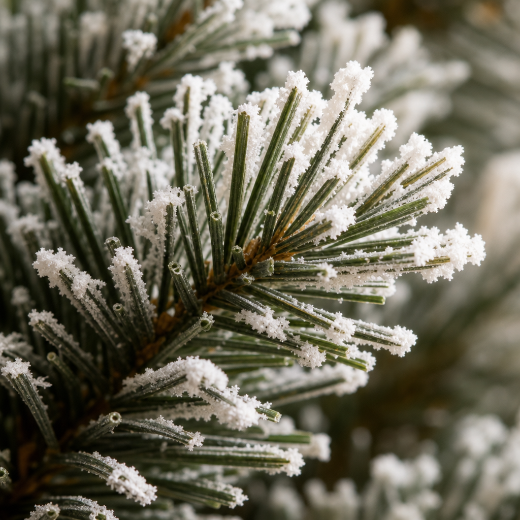 Flocked Christmas Tree with Natural Pine Cones and Snowy Branch Tips - Realism