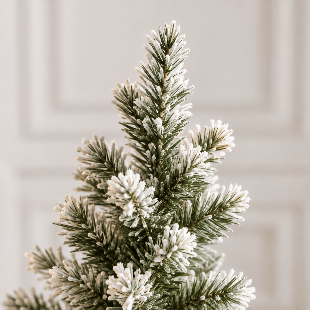 Flocked Christmas Tree with Natural Pine Cones, Snowy PVC Branch Tips