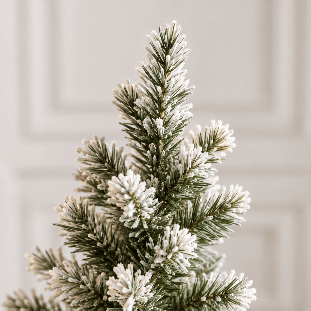 Flocked Christmas Tree with Natural Pine Cones, Snowy PVC Branch Tips