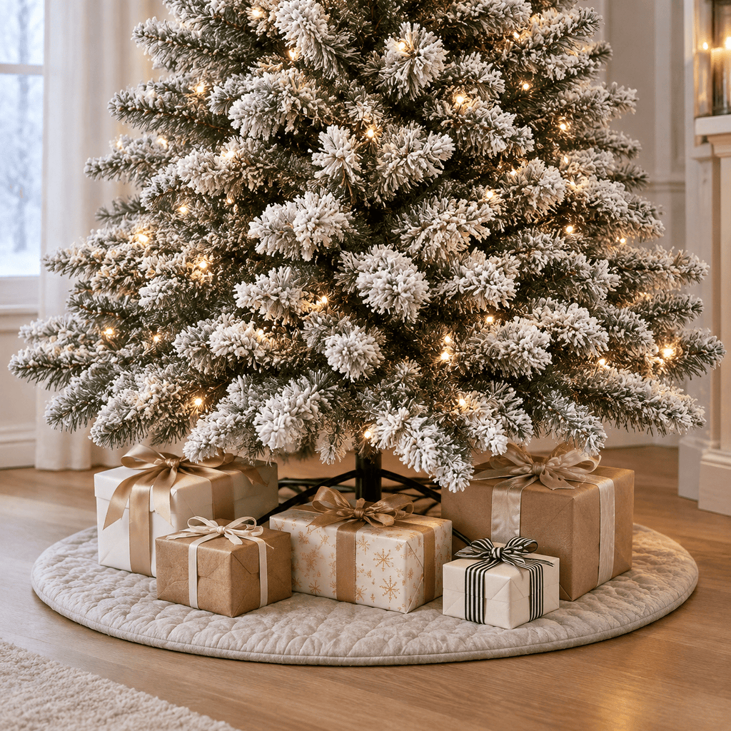 Flocked Christmas Tree with Natural Pine Cones, Snowy PVC Branch Tips