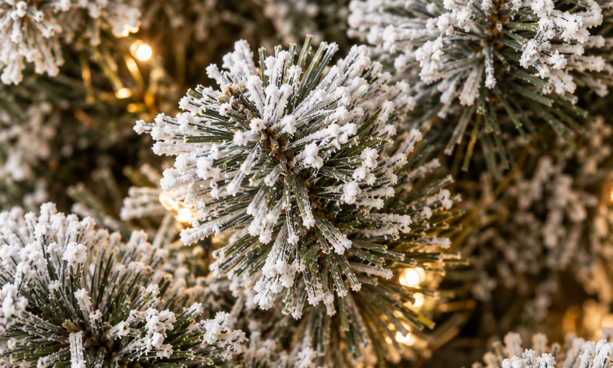 Flocked Christmas Tree with Pre-Lit LED Lights - Realism