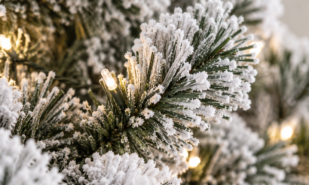 Flocked Christmas Tree with Pre-Lit Warm White Lights - Fullness