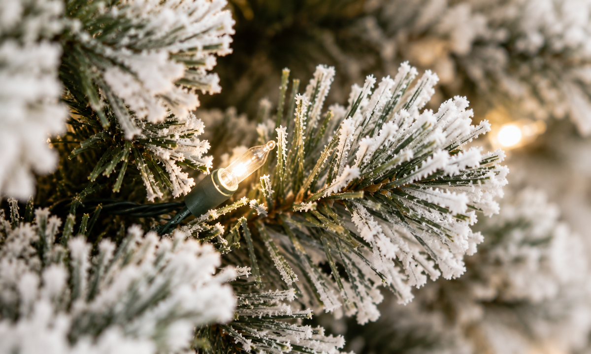 Flocked Christmas Tree with Snow-Dusted Branches - Fullness