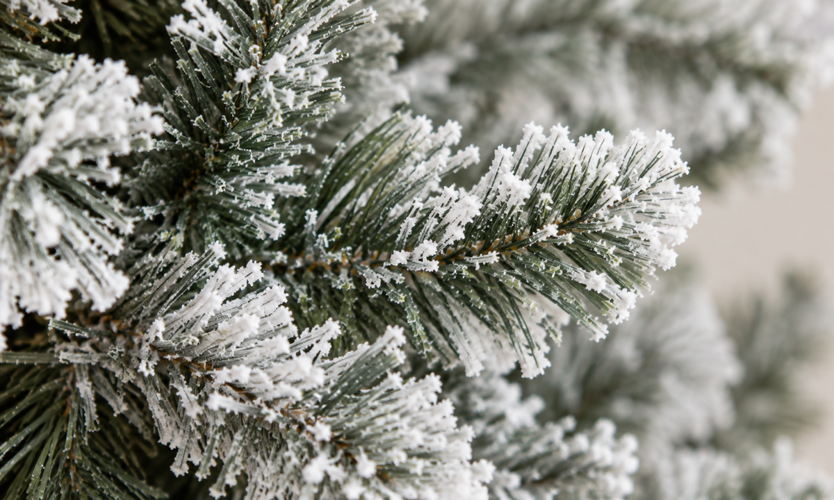 Flocked Christmas Tree with Snow-Dusted Branches - Realism