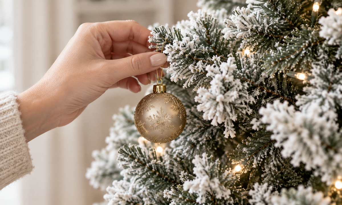 Flocked Christmas Tree with Snow-Dusted Branches - Style