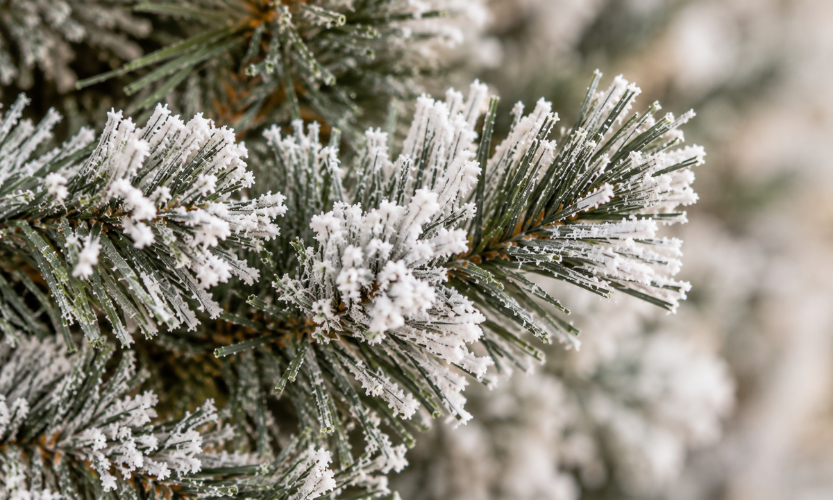 Flocked Christmas Tree with Warm White LED Lights - Realism