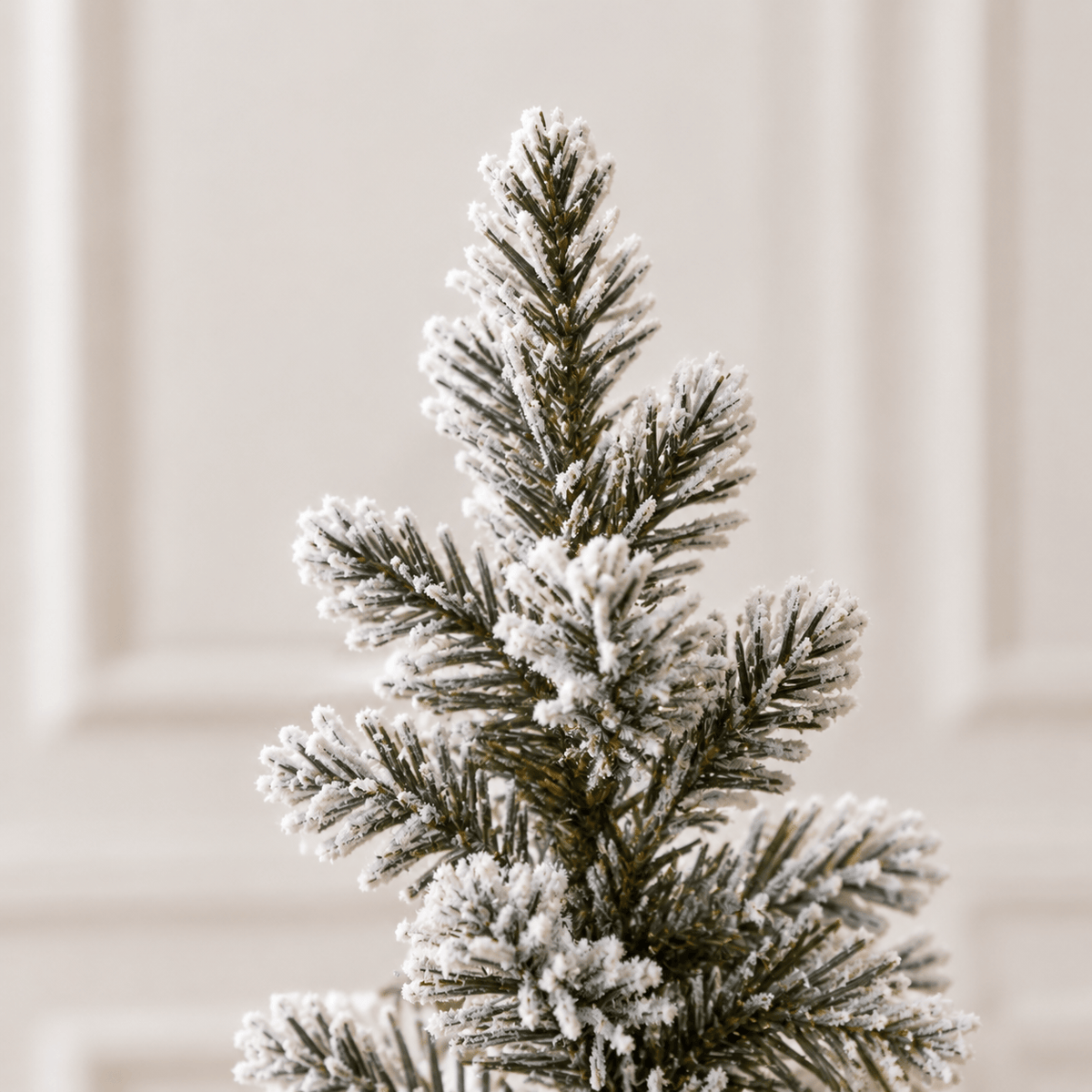 Flocked Pencil Artificial Christmas Tree with LED Lights, Metal Stand