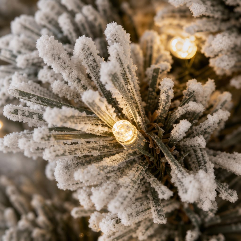 Flocked Pre-Lit Christmas Tree with 350 Warm White LEDs - Fullness