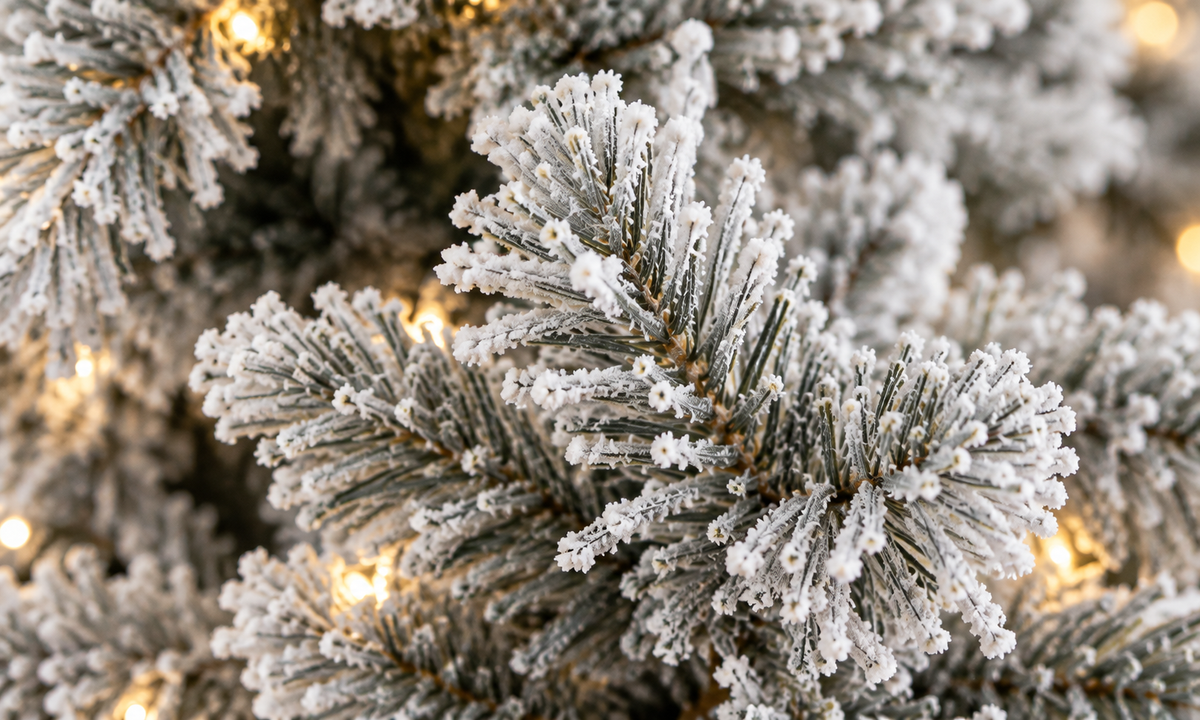 Flocked Pre-Lit Christmas Tree with 350 Warm White LEDs - Realism