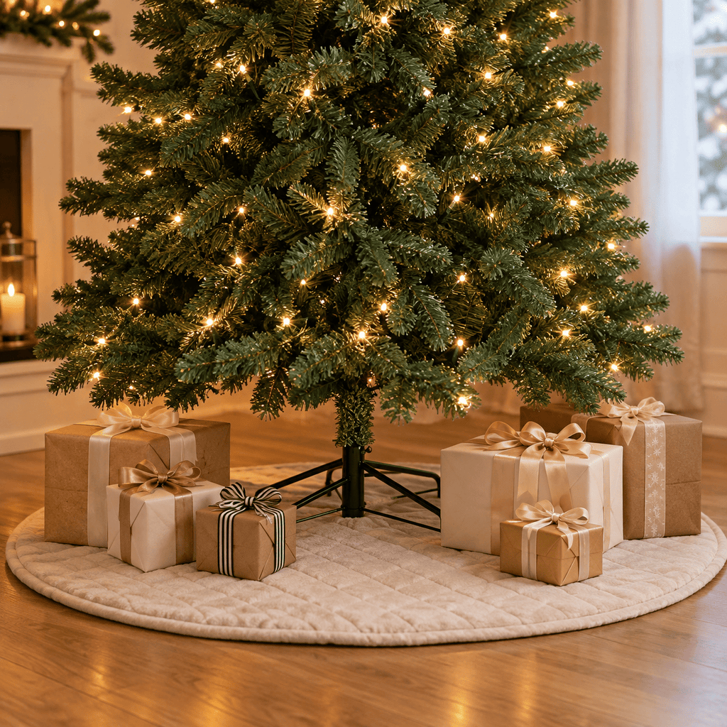 Green Artificial Christmas Tree with Dual-Color LED, Hinged Branches