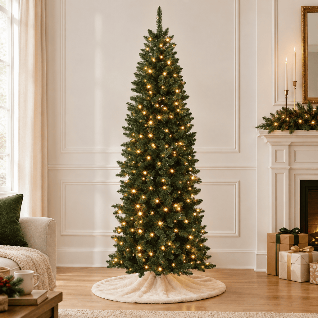 Green Artificial Christmas Tree with Dual-Color LED, Hinged Branches