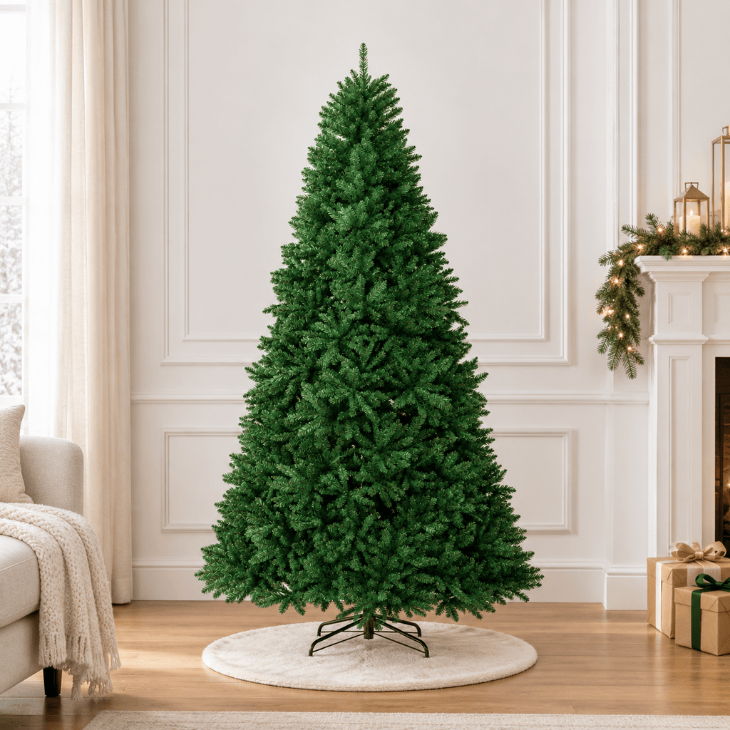 Green Artificial Fir Christmas Tree with Hinged Branches & Metal Stand