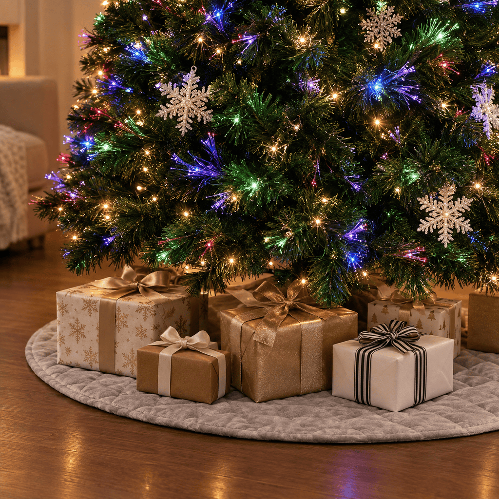Green Fiber Optic Christmas Tree with LED Lights & Snowflakes