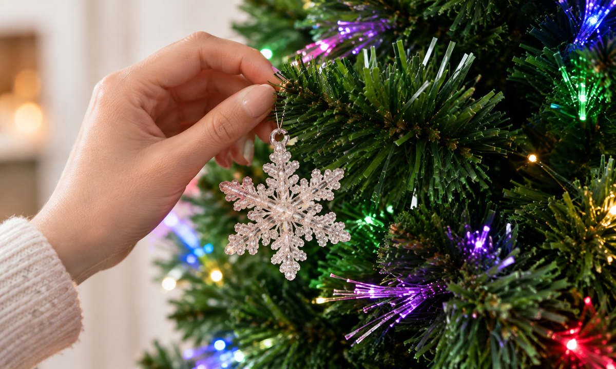 Green Fiber Optic Christmas Tree with Snowflakes - Style