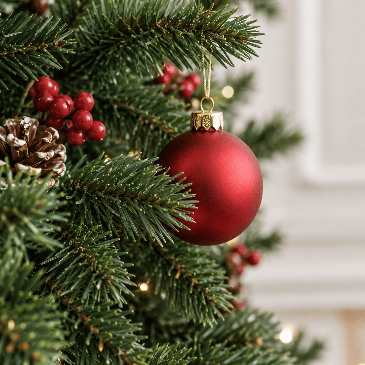 Green Flocked Artificial Christmas Tree Pre-Lit LED with Berries