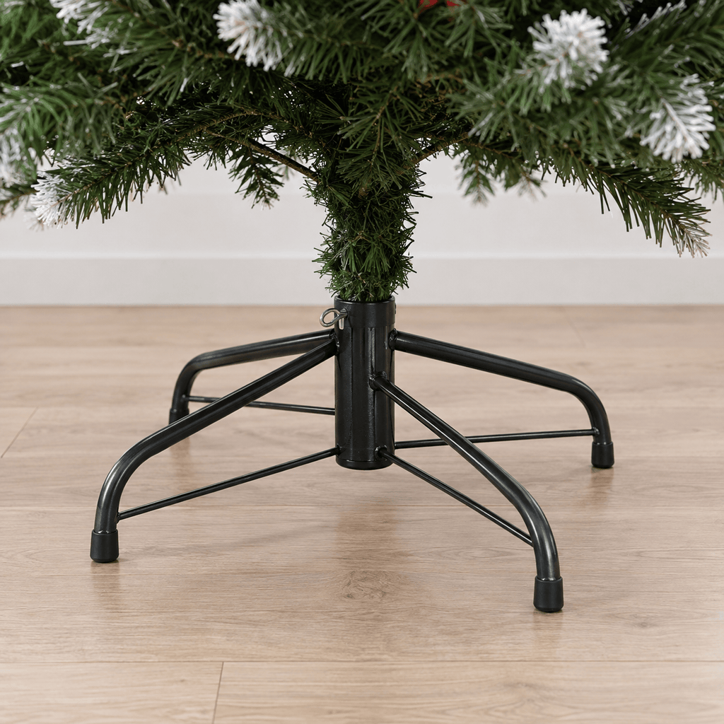 Green Flocked Artificial Christmas Tree Pre-Lit LED with Berries