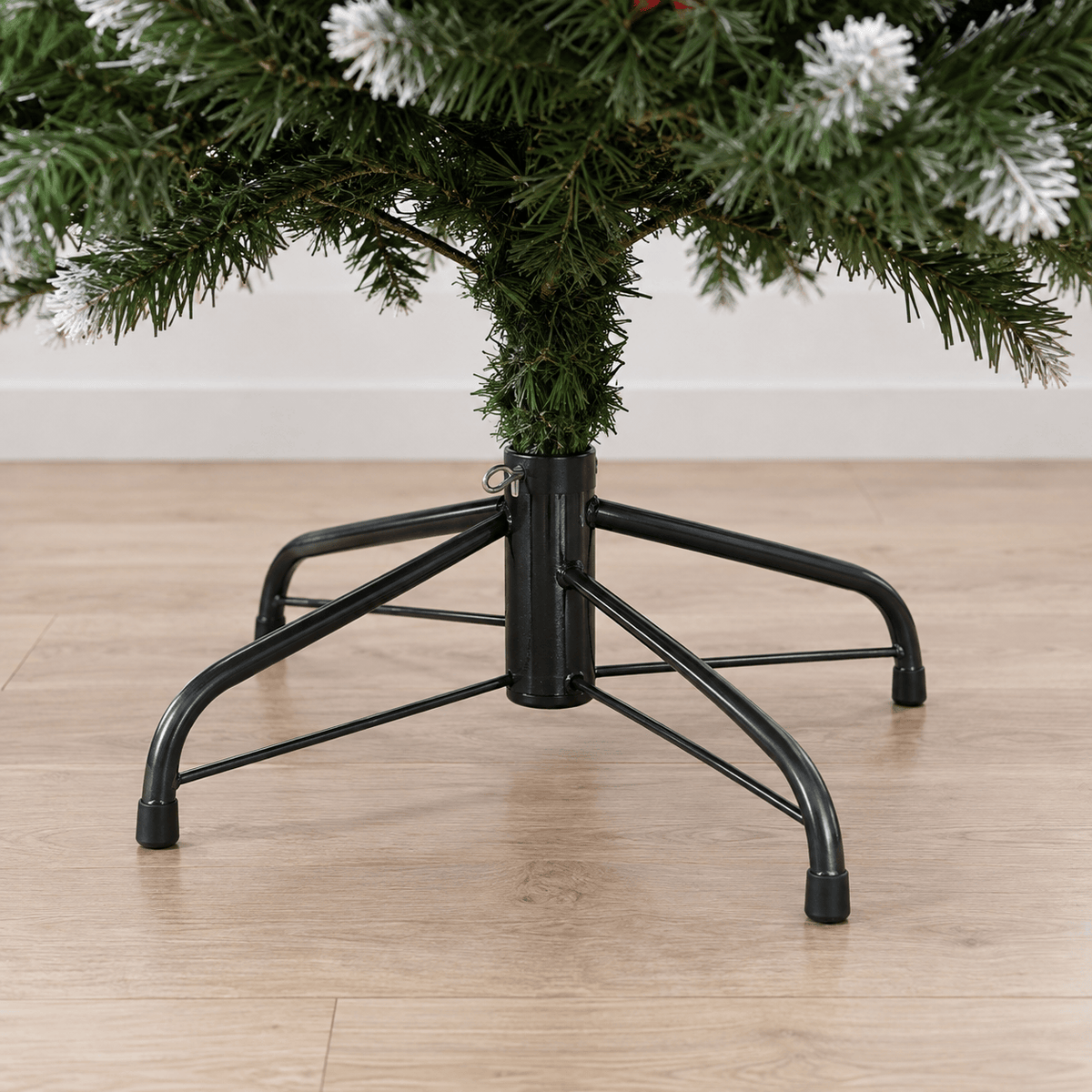 Green Flocked Artificial Christmas Tree Pre-Lit LED with Berries