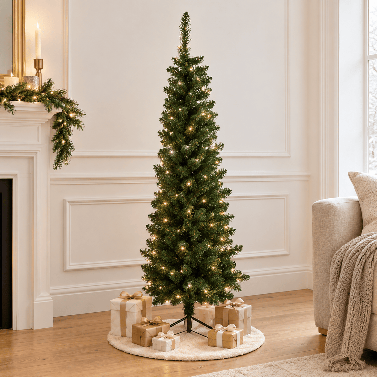 Green Half Artificial Christmas Tree with 229 Tips, Wall-Mounted