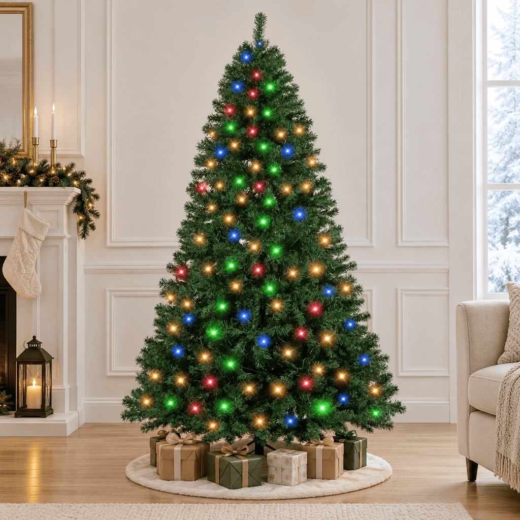 Green Pre-Lit Artificial Christmas Tree with 350 LED Lights, 1068 Tips