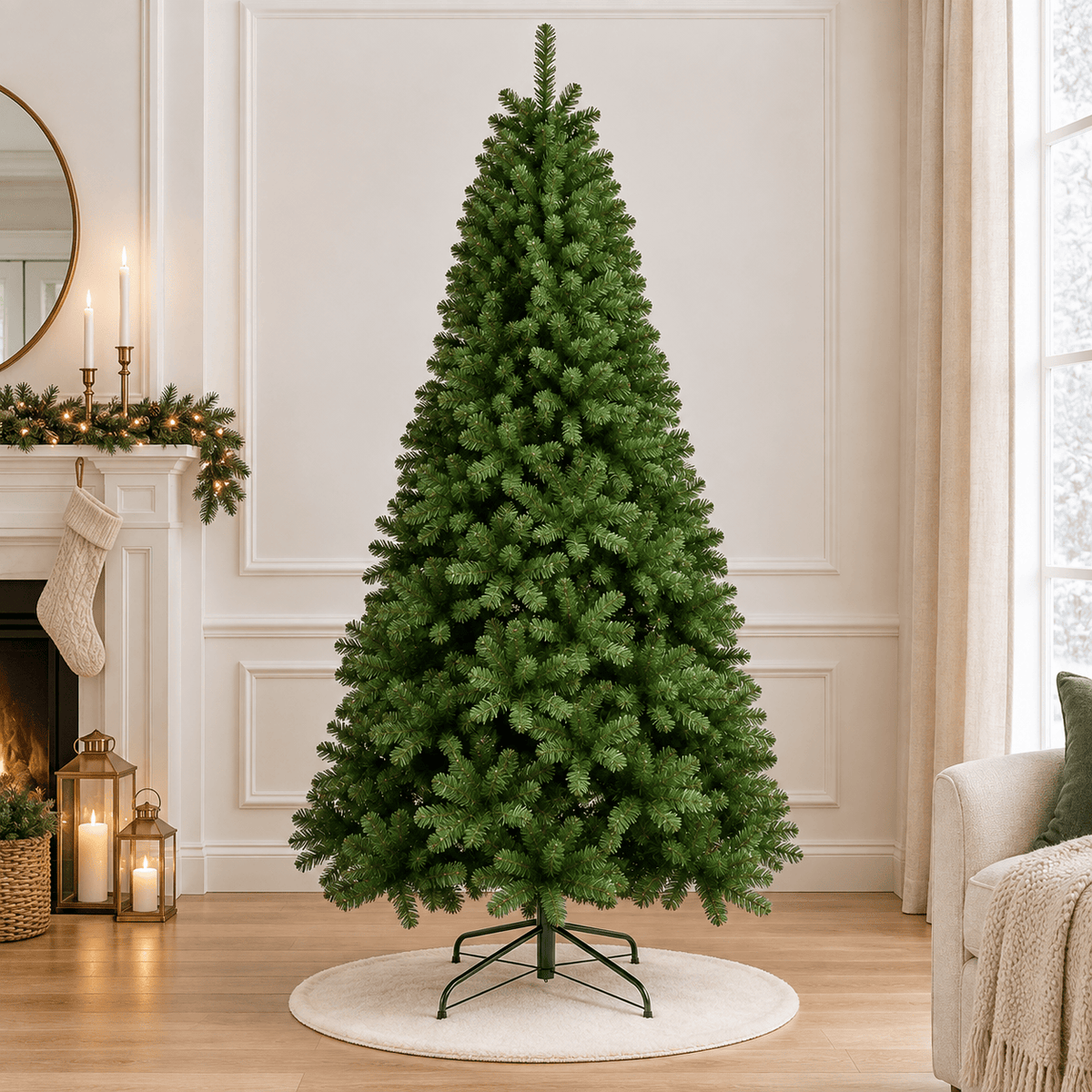 Green Pre-Lit Artificial Christmas Tree with 550 Warm White LED Lights