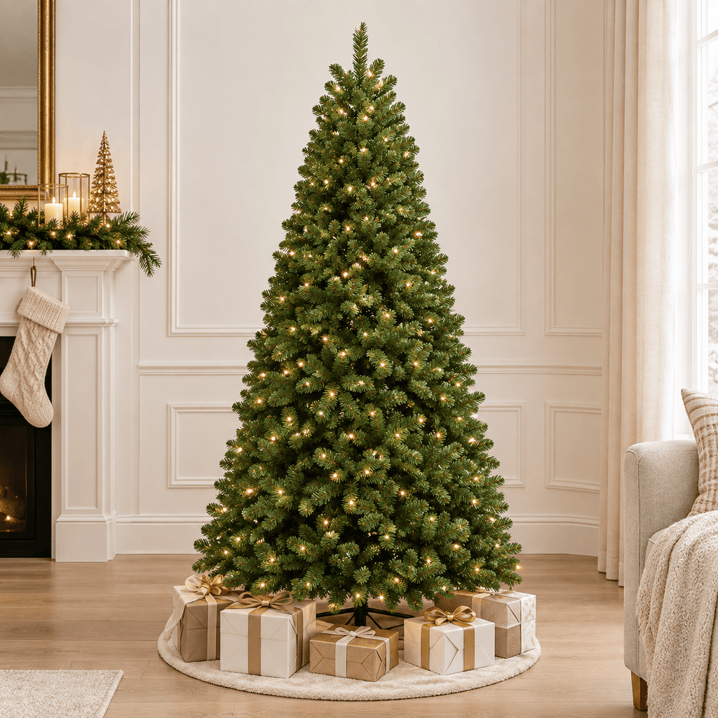 Green Pre-Lit Artificial Christmas Tree with 550 Warm White LED Lights