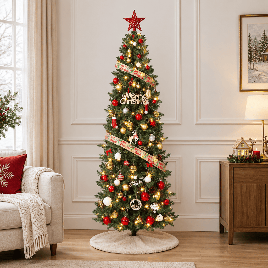 Green Pre-Lit Artificial Christmas Tree with Dual Color LED Lights