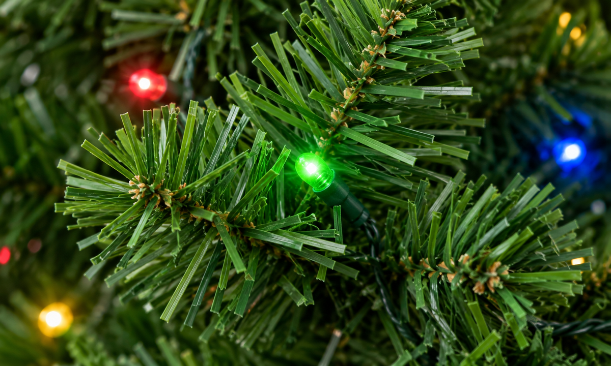 Green Pre-Lit Artificial Christmas Tree with Multicolor LED Lights - Fullness