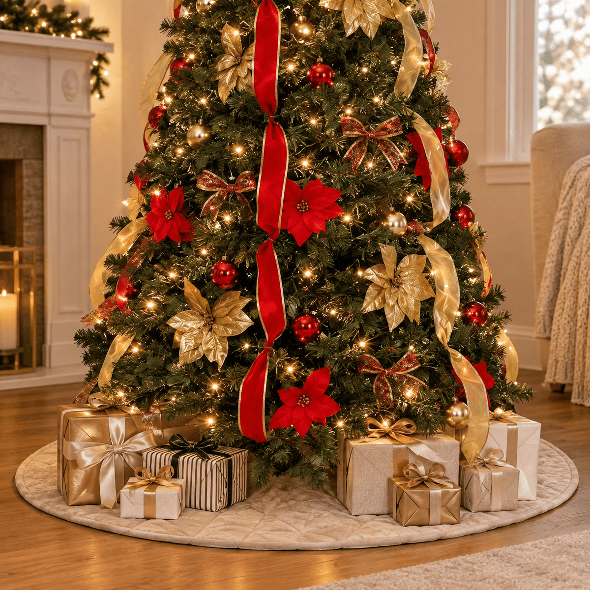 Green Pre-Lit Pop-Up Christmas Tree, 200 LED Lights, Star Topper