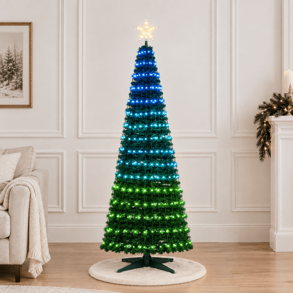 Green Pre-Lit Pop-Up Christmas Tree with 282 RGB LED Lights