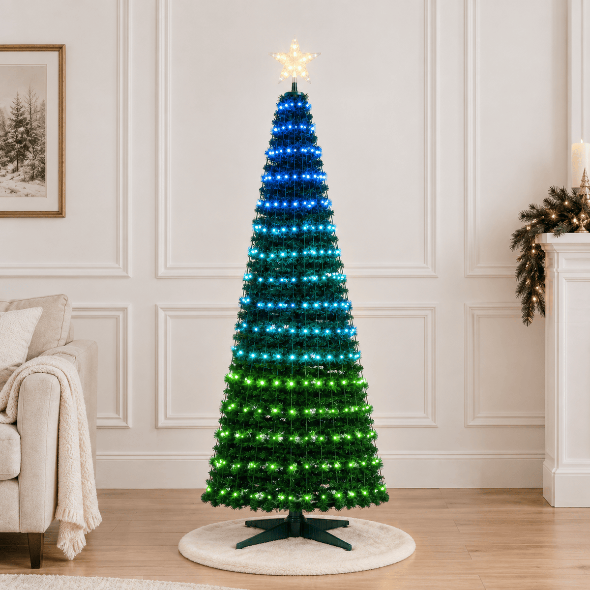 Green Pre-Lit Pop-Up Christmas Tree with 282 RGB LED Lights