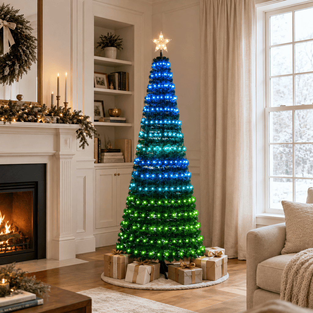 Green Pre-Lit Pop-Up Christmas Tree with 282 RGB LED Lights