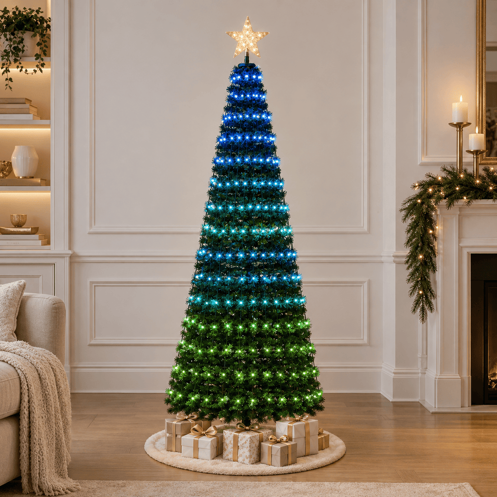 Green Pre-Lit Pop-Up Christmas Tree with 282 RGB LED Lights