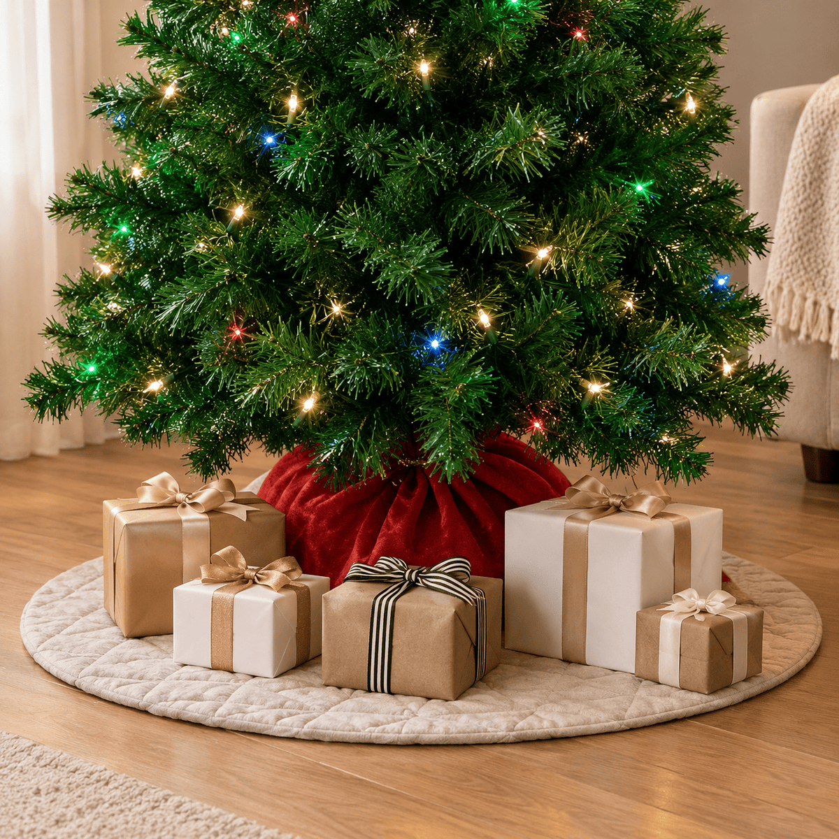 Green Pre-Lit Tabletop Christmas Tree with Multicolor LED Lights