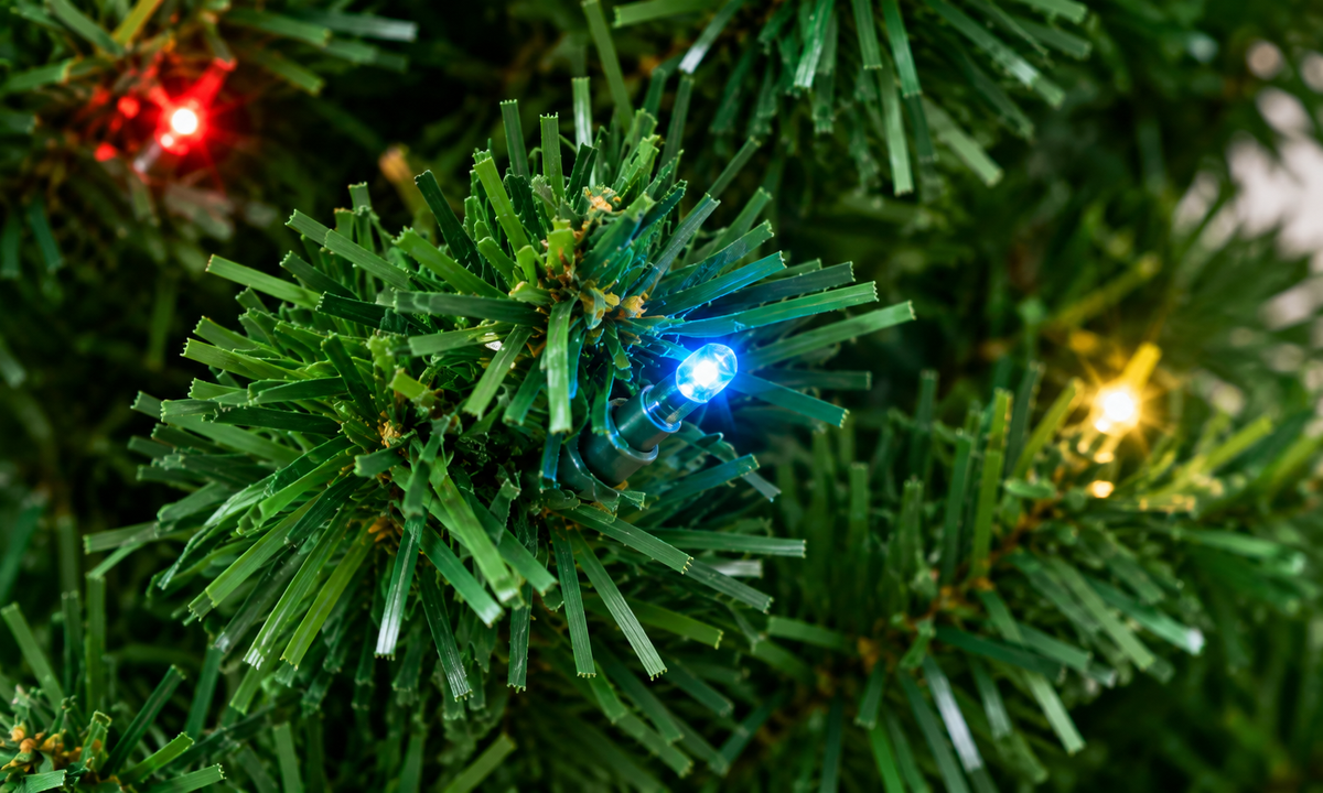 Green Pre-Lit Tabletop Christmas Tree with Multicolor LED Lights - Fullness