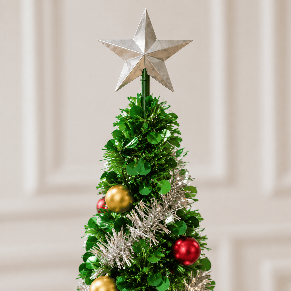 Green Pre-Lit Tinsel Christmas Tree with 50 Multicolor LED Lights