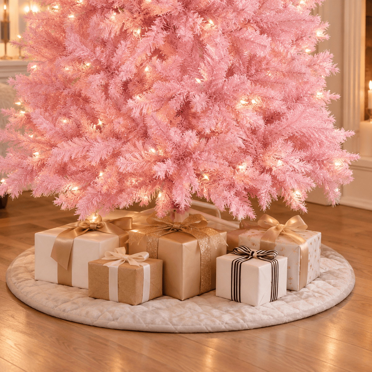 Pink Artificial Christmas Tree with 1,288 Tips, Hinged Branches