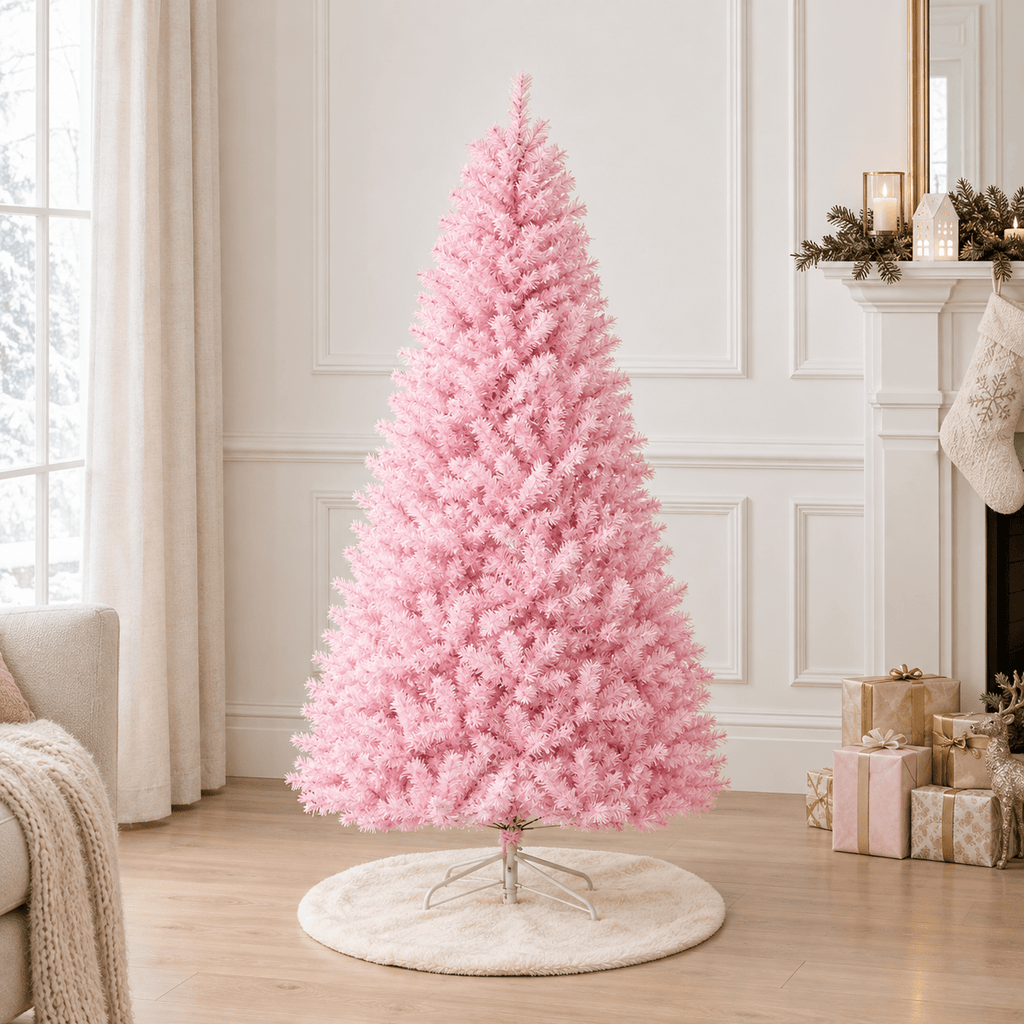 Pink Artificial Christmas Tree with 1,288 Tips, Hinged Branches
