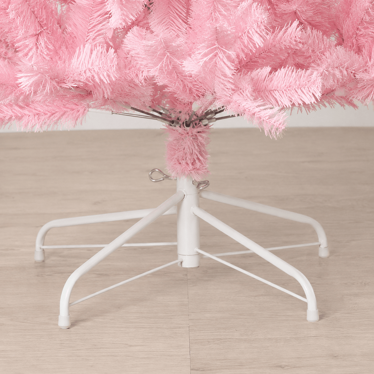 Pink Artificial Christmas Tree with Auto-Open Hinged Branches & Stand