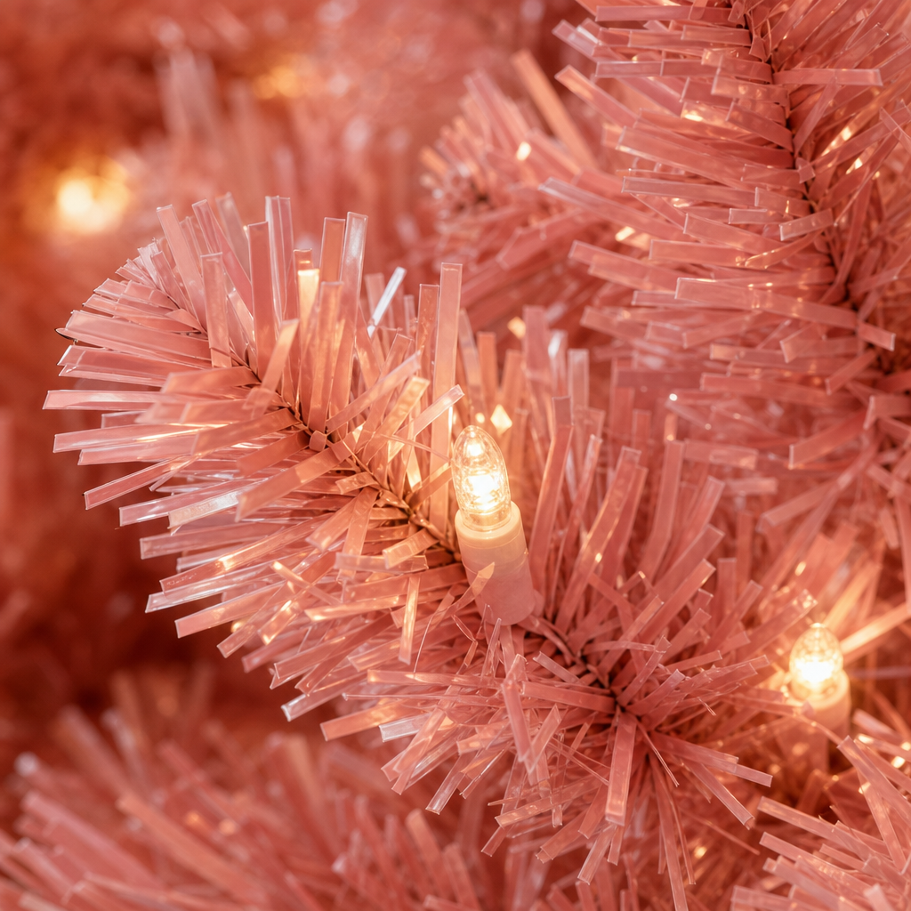 Pink Artificial Christmas Tree with Pre-Lit LED - Fullness