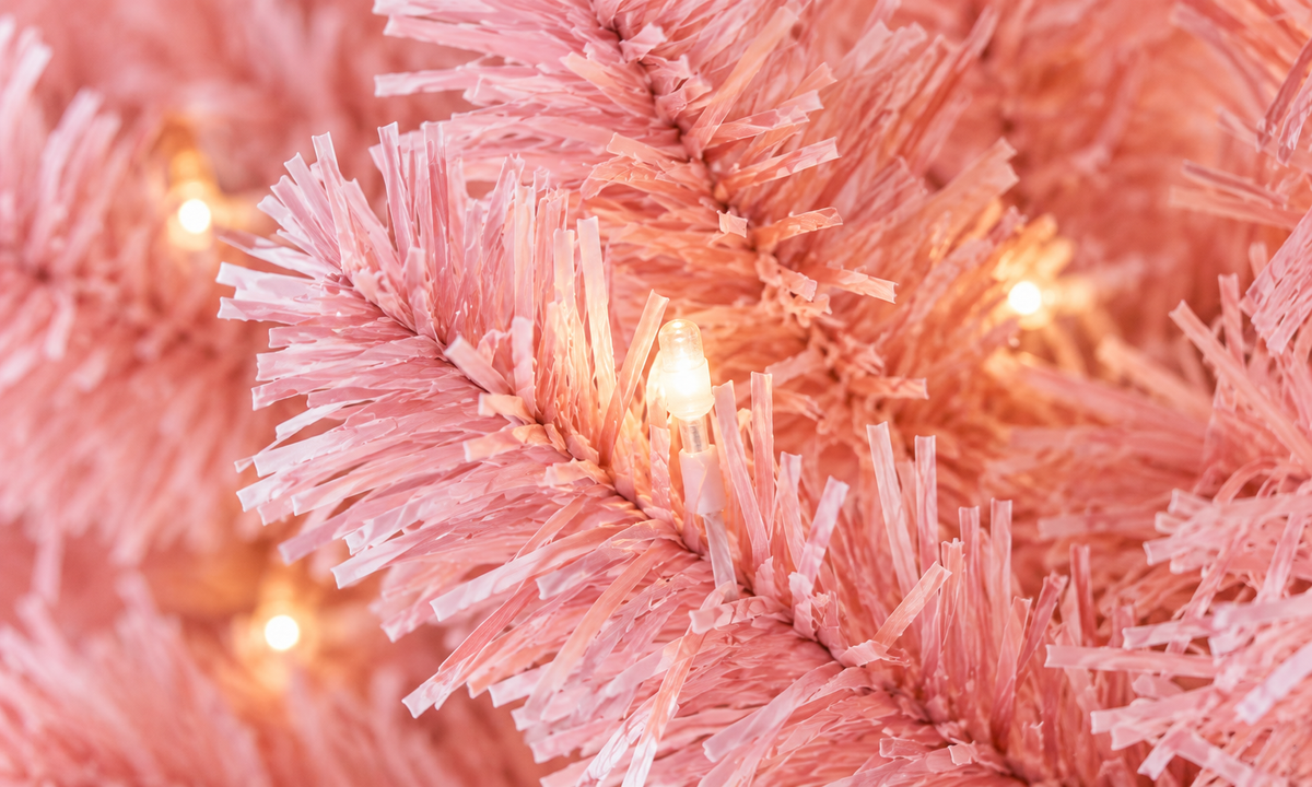 Pink Gradient Christmas Tree with Snow-Flocked Tips - Fullness