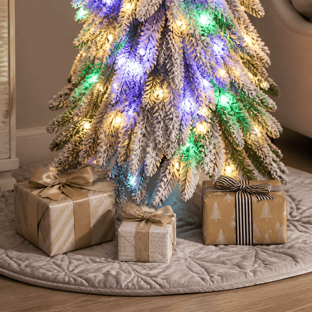 Pre-Lit Pencil Christmas Tree with 150 Colorful LED, 390 Tips