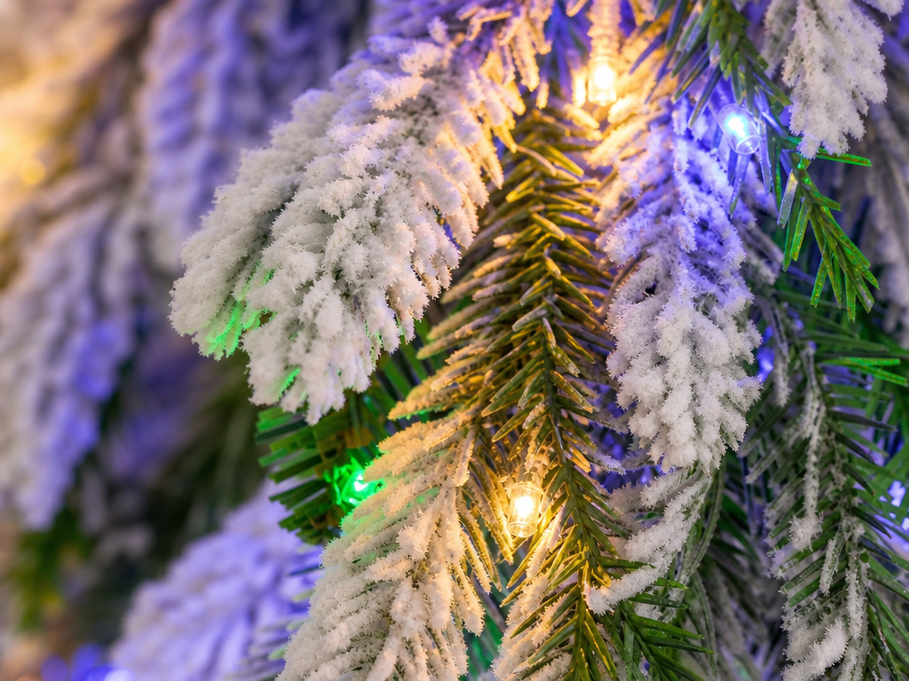 Pre-Lit Pencil Christmas Tree with Colorful LED Lights - Realism