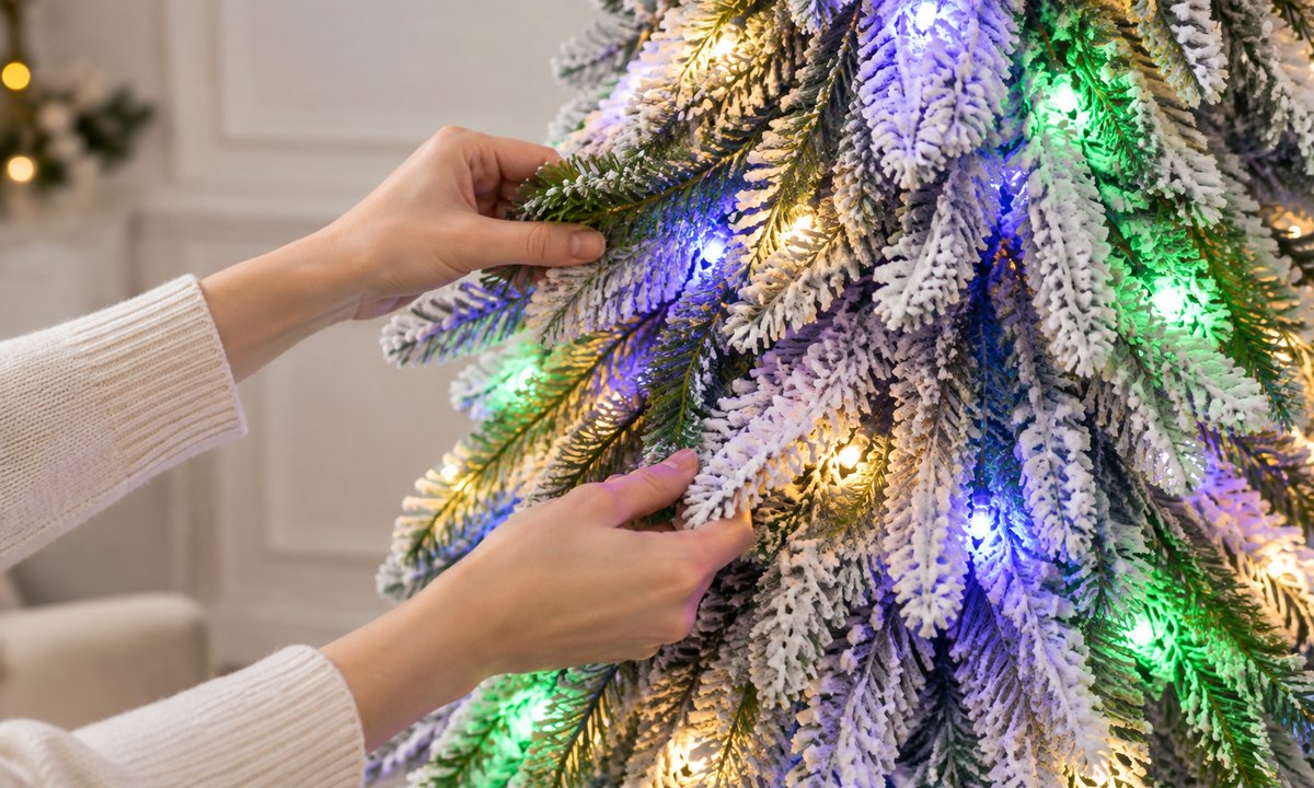 Pre-Lit Pencil Christmas Tree with Colorful LED Lights - Setup