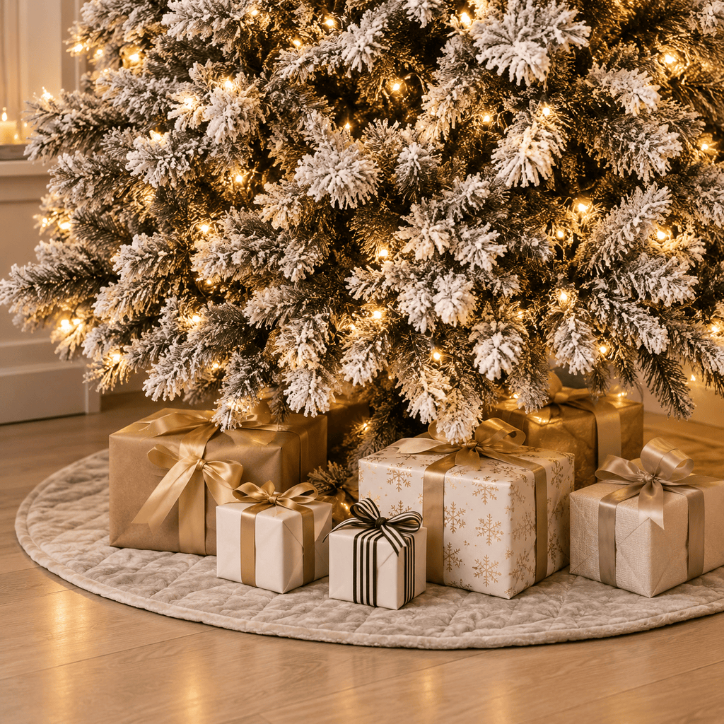 Pre-Lit Snow Flocked Artificial Christmas Tree with 250 LED Lights