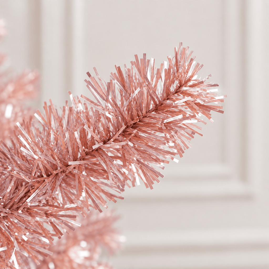 Rose Gold Pre-Lit Artificial Christmas Tree with LED Lights & Stand