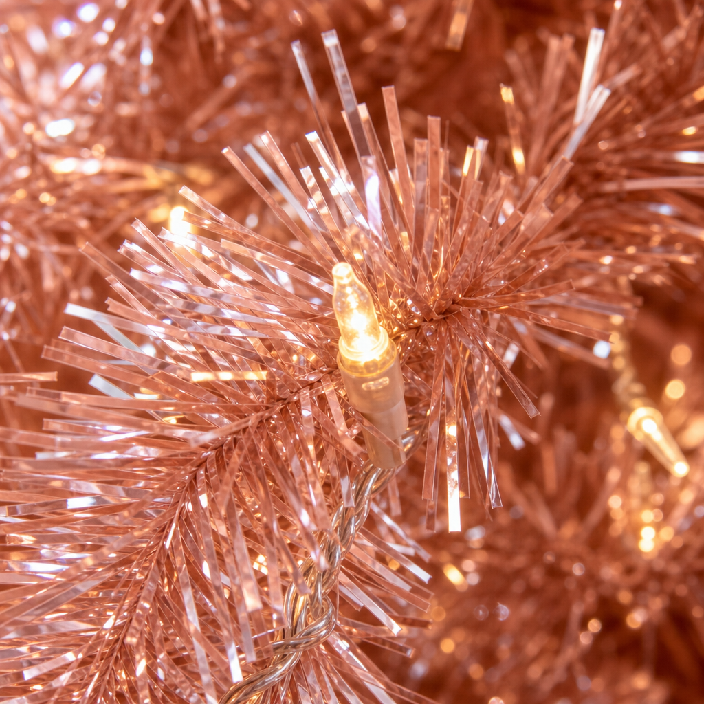 Rose Gold Pre-Lit Christmas Tree with LED Lights - Fullness