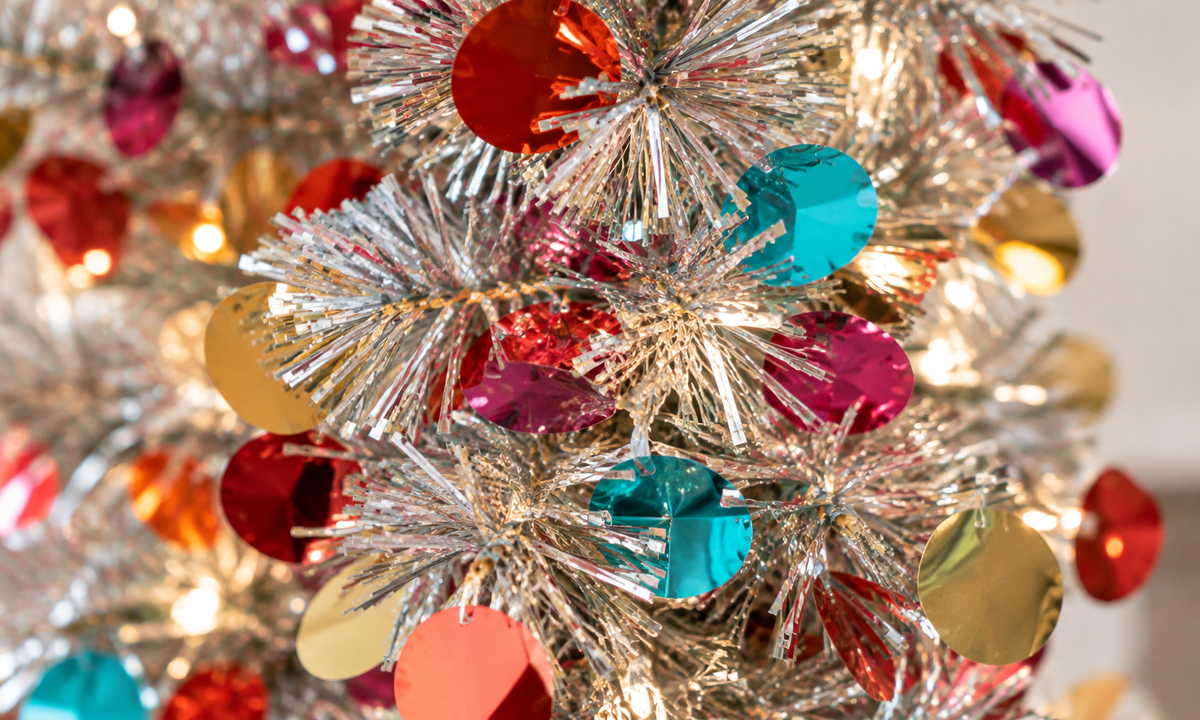 Silver Pop-Up Christmas Tree with Colorful Ornaments - Realism
