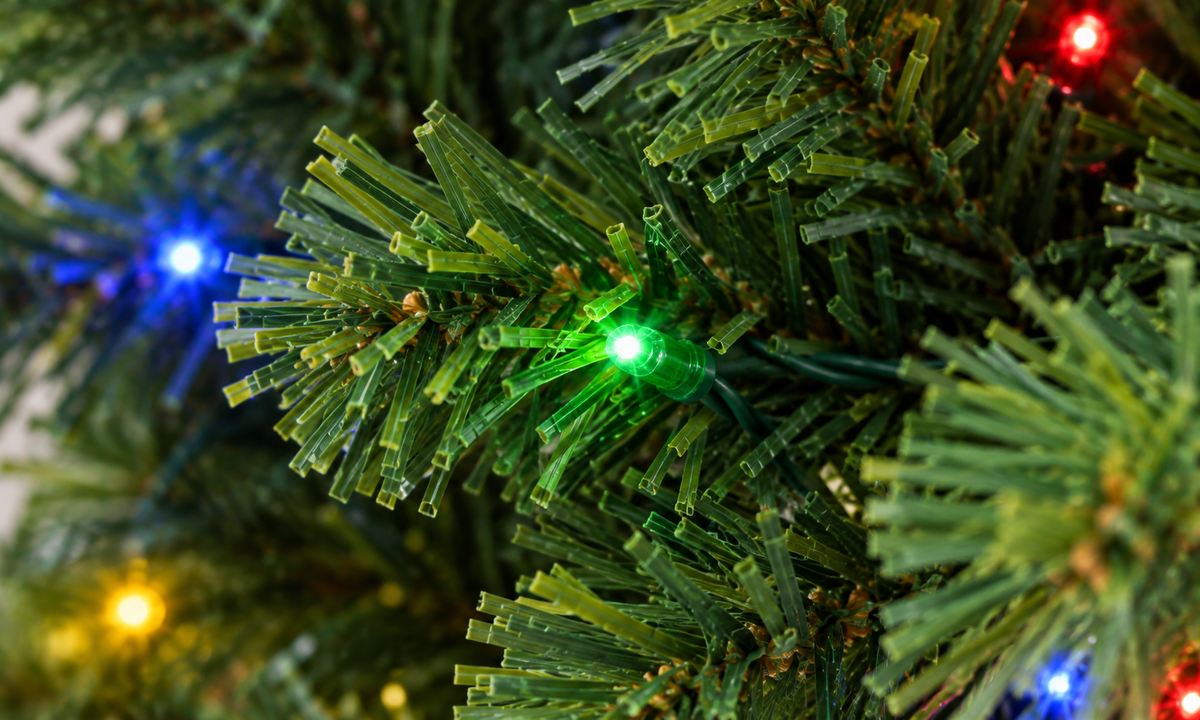 Slim Green Prelit Christmas Tree with Multicolor LED Lights - Fullness