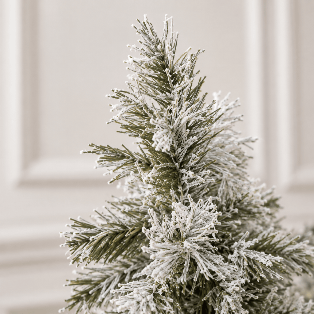Snow Flocked Artificial Christmas Tree with Warm LED Lights, Hinged