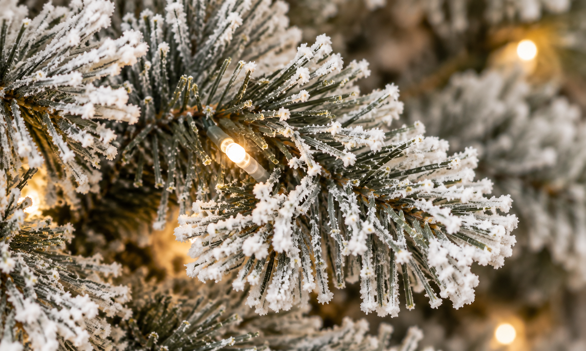 Snow Flocked Christmas Tree with Warm White Pre-Lit LED - Fullness